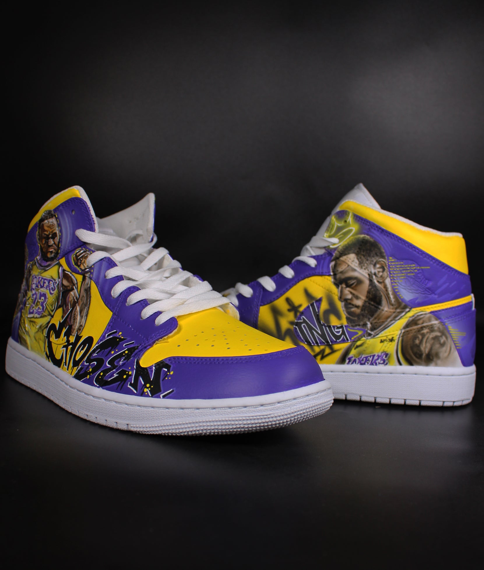 Custom Nike Air Jordan 1 mid "Basketball sports graffiti" - you can choose the player and team theme.